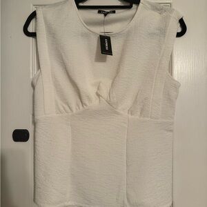 Express Textured Ivory Sleeveless Blouse